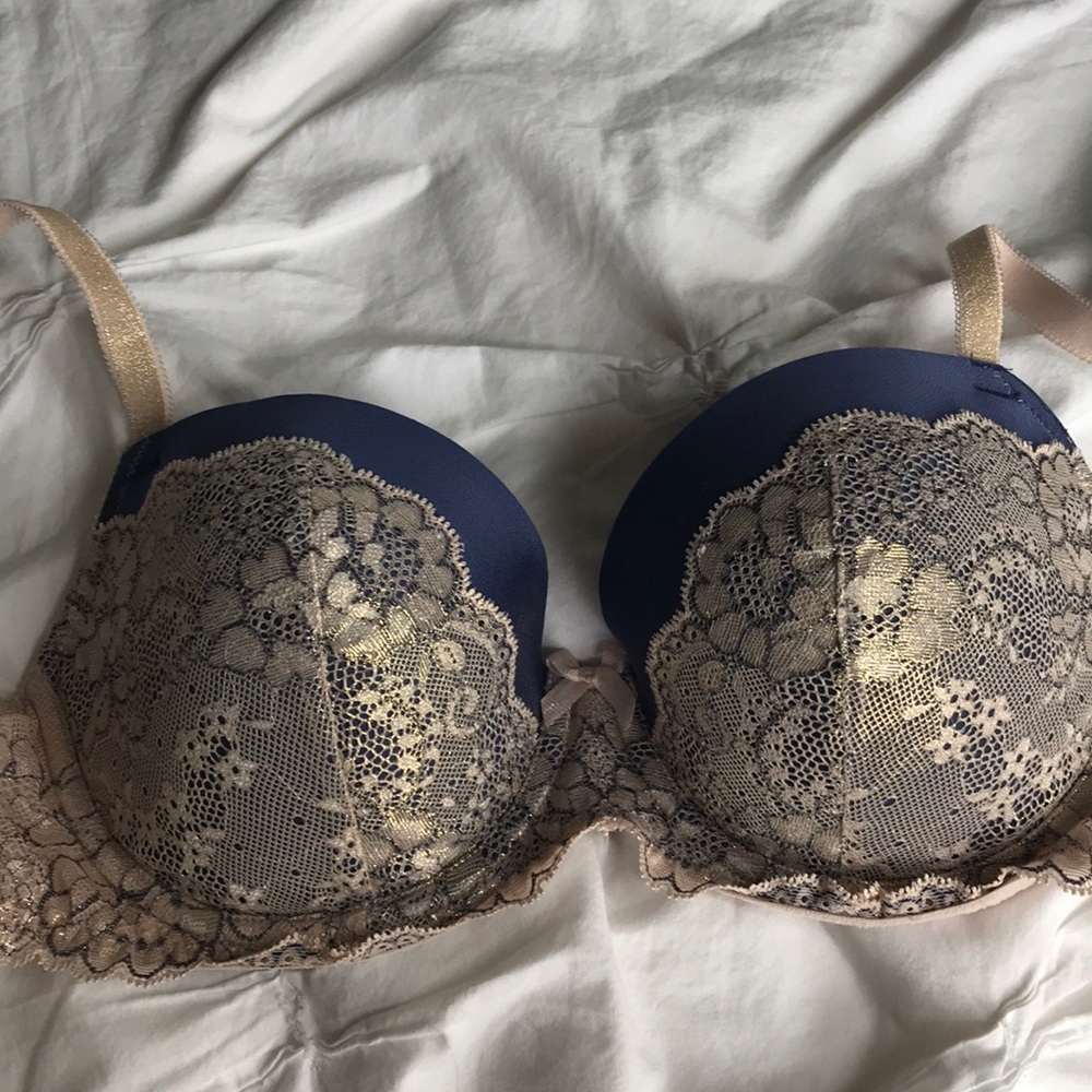 Victoria’s Secret navy and gold bra